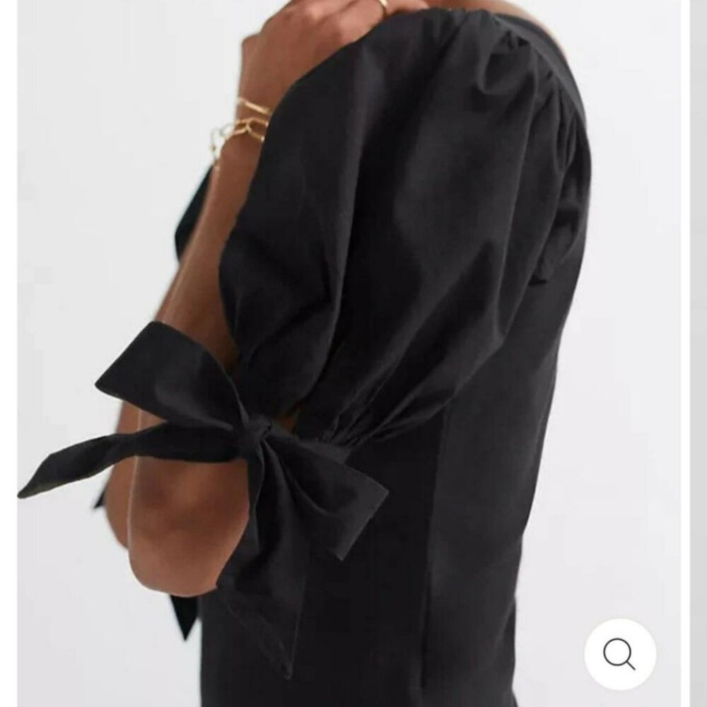 NEW! Maeve by Anthropologie Puff-Sleeved Top, Black, p2p 15"-17"